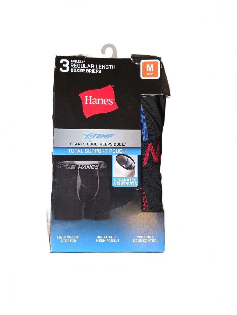 Hanes Total Support Pouch Men's Pack, Boxer Brief-Black, Medium
